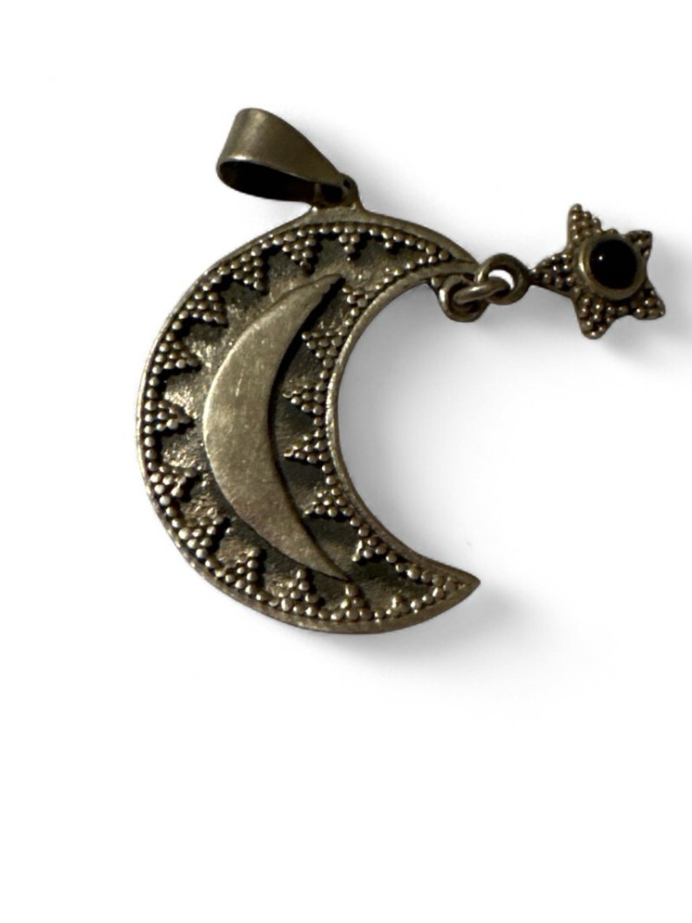 Vintage Silver 925 Celestial Moon & Star Pendant Boho